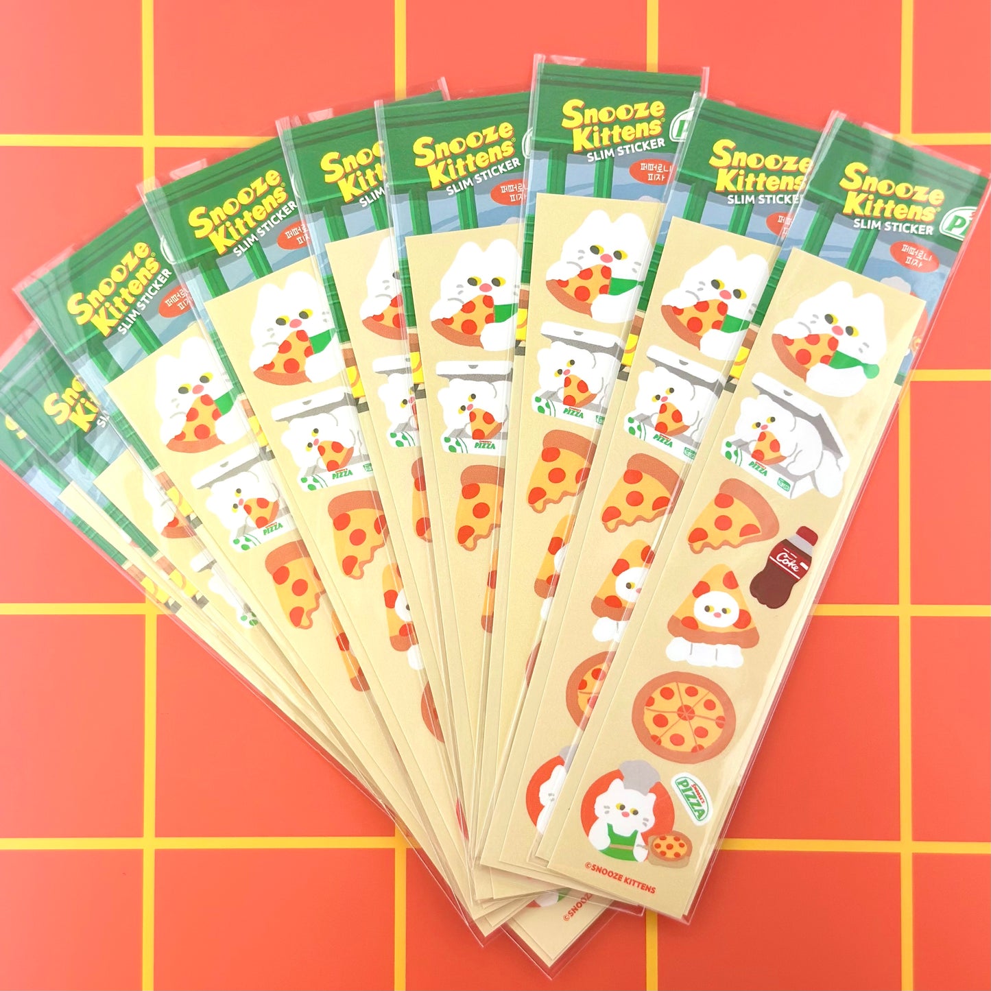 Snooze Kittens Pizza Slim Sticker - Dandy Mail