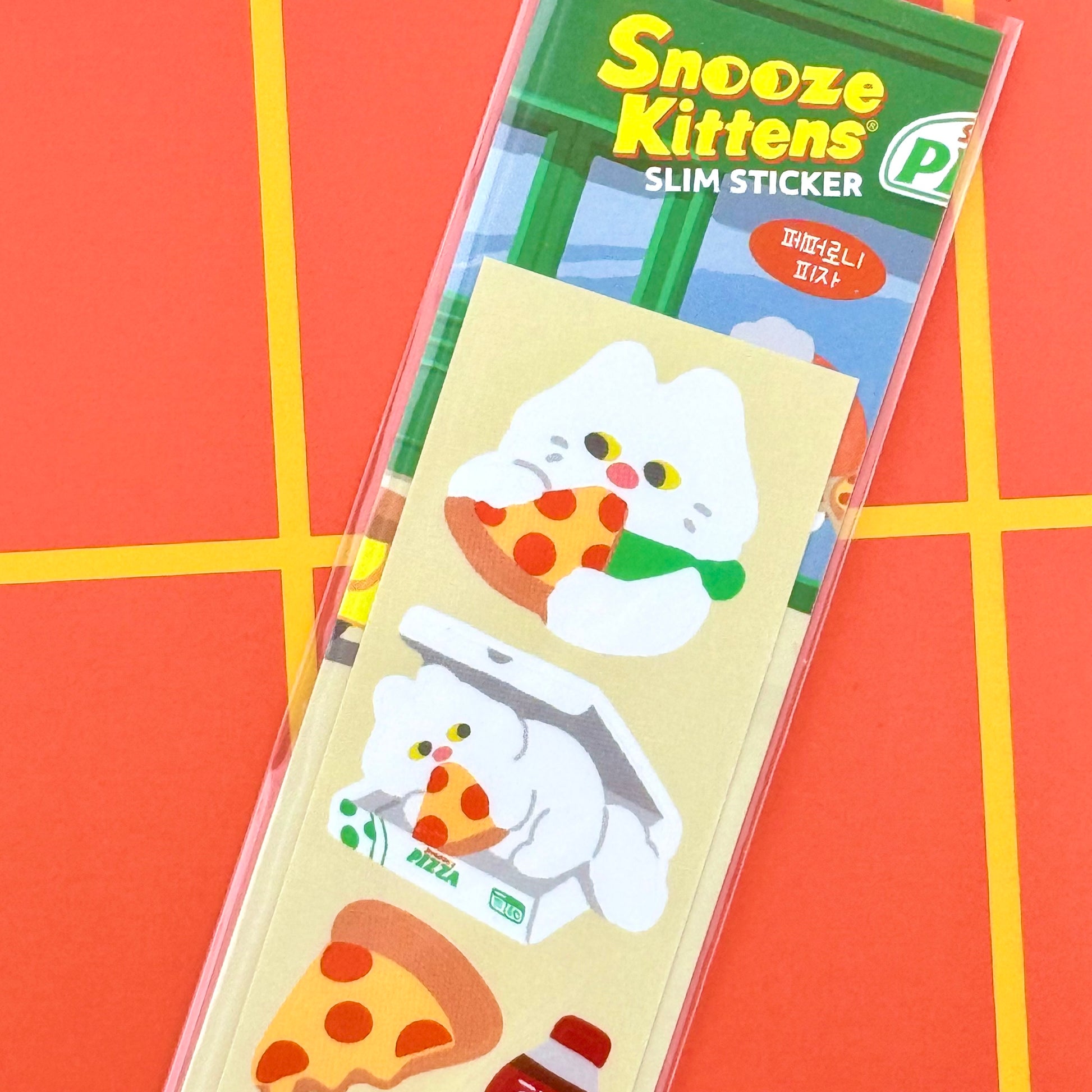 Snooze Kittens Pizza Slim Sticker - Dandy Mail