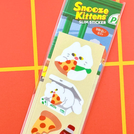 Snooze Kittens Pizza Slim Sticker - Dandy Mail