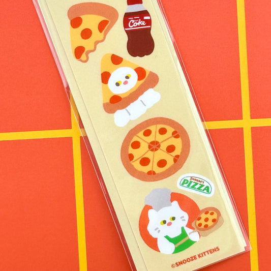 Snooze Kittens Pizza Slim Sticker - Dandy Mail