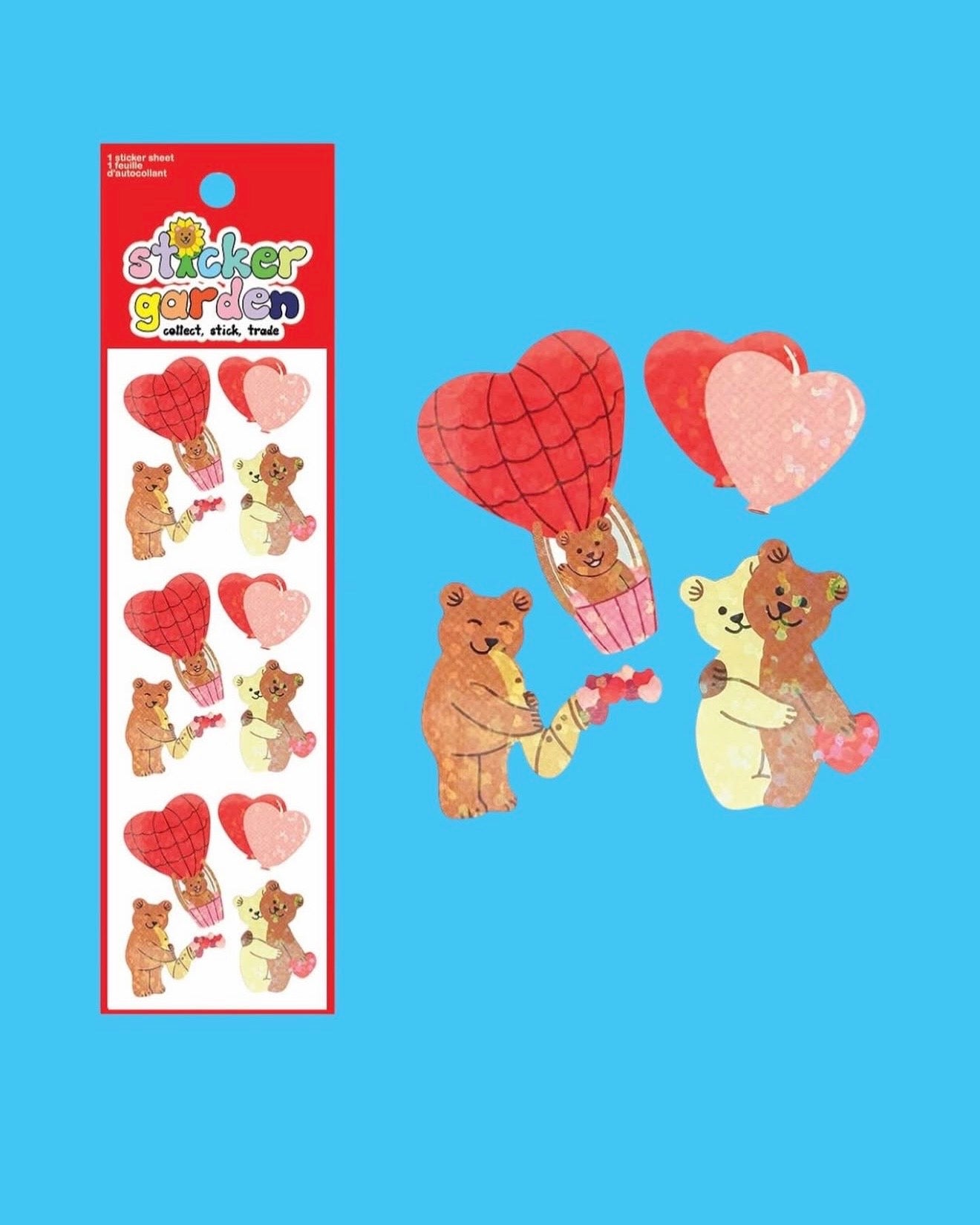 Sticker Garden Valentines Bears Sticker Sheet - Dandy Mail