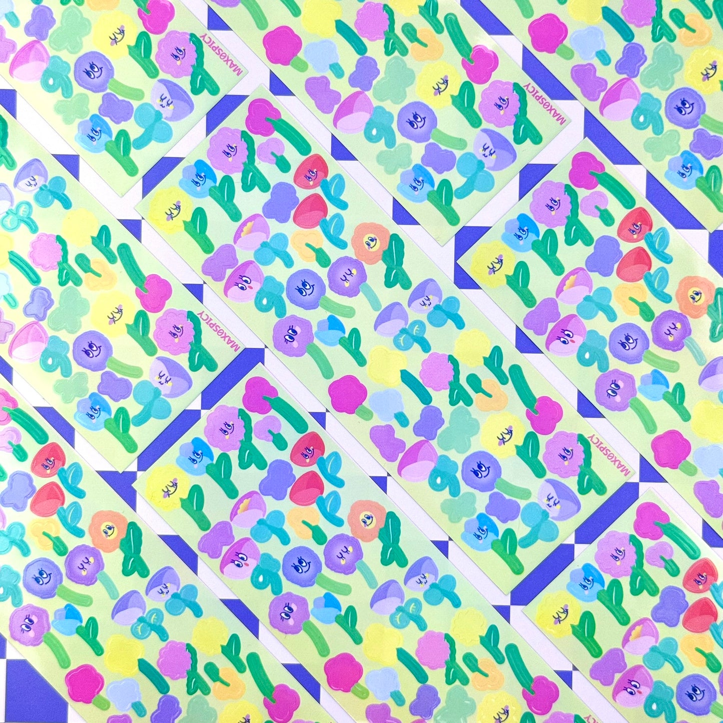 Max0Spicy Smiling Flowers Sticker Sheet