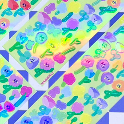 Max0Spicy Smiling Flowers Sticker Sheet