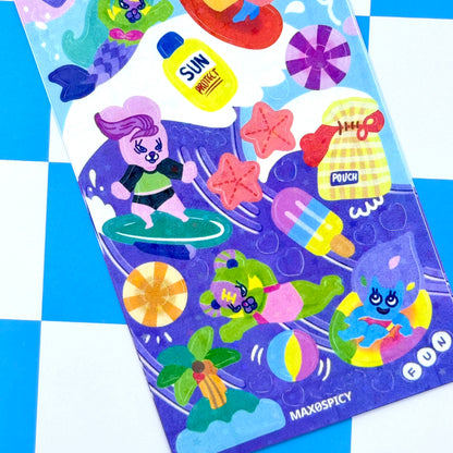 Max0Spicy Grape Juice Beach Sticker Sheet