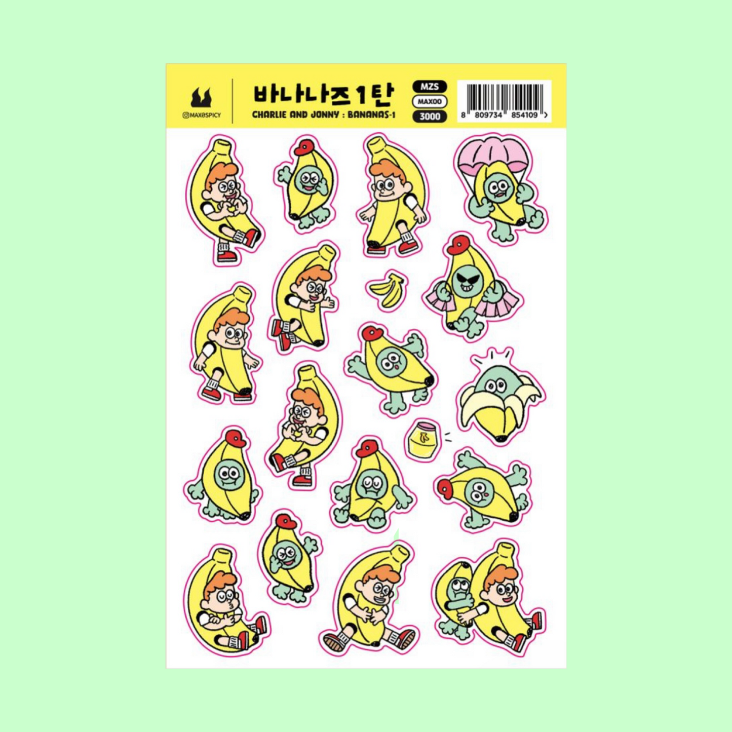 Max0Spicy Charlie & Jonny Banana Buddies Sticker Sheet