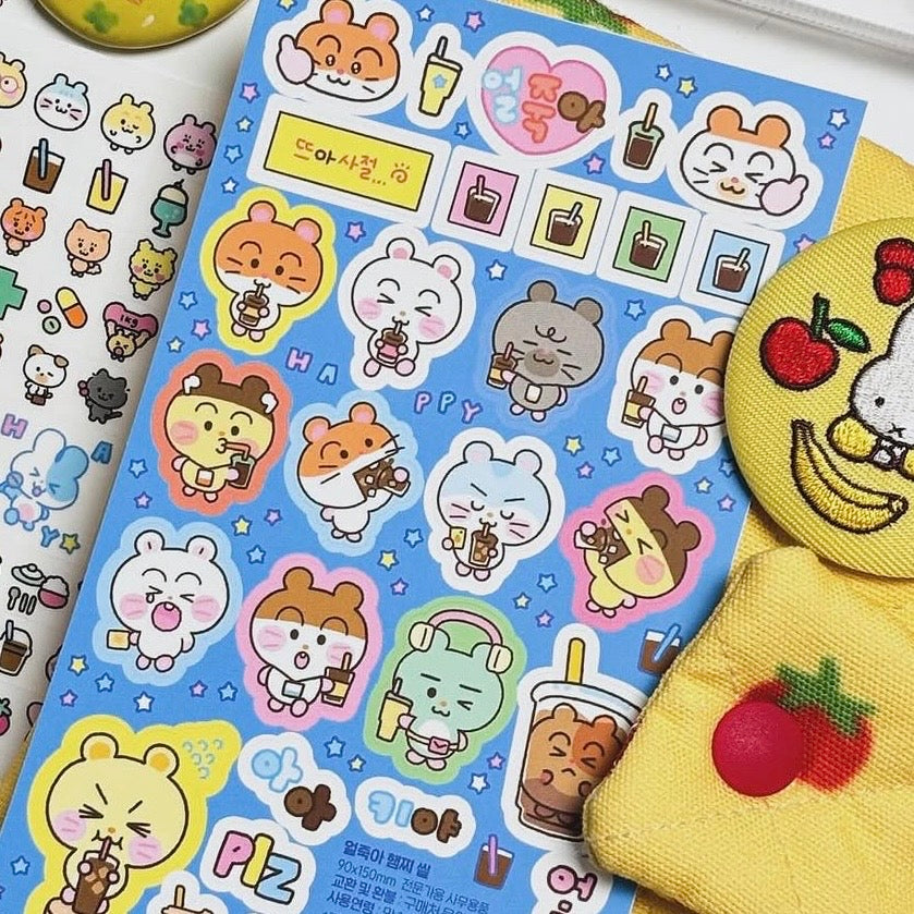 Ppomppom Studio Hamster Tea Sticker Sheet - Dandy Mail