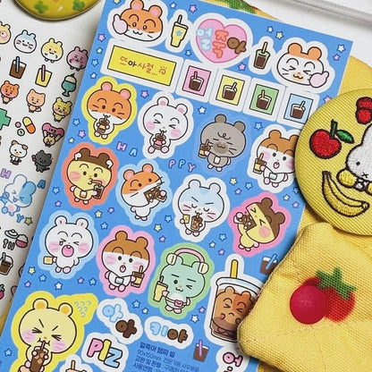 Ppomppom Studio Hamster Tea Sticker Sheet - Dandy Mail