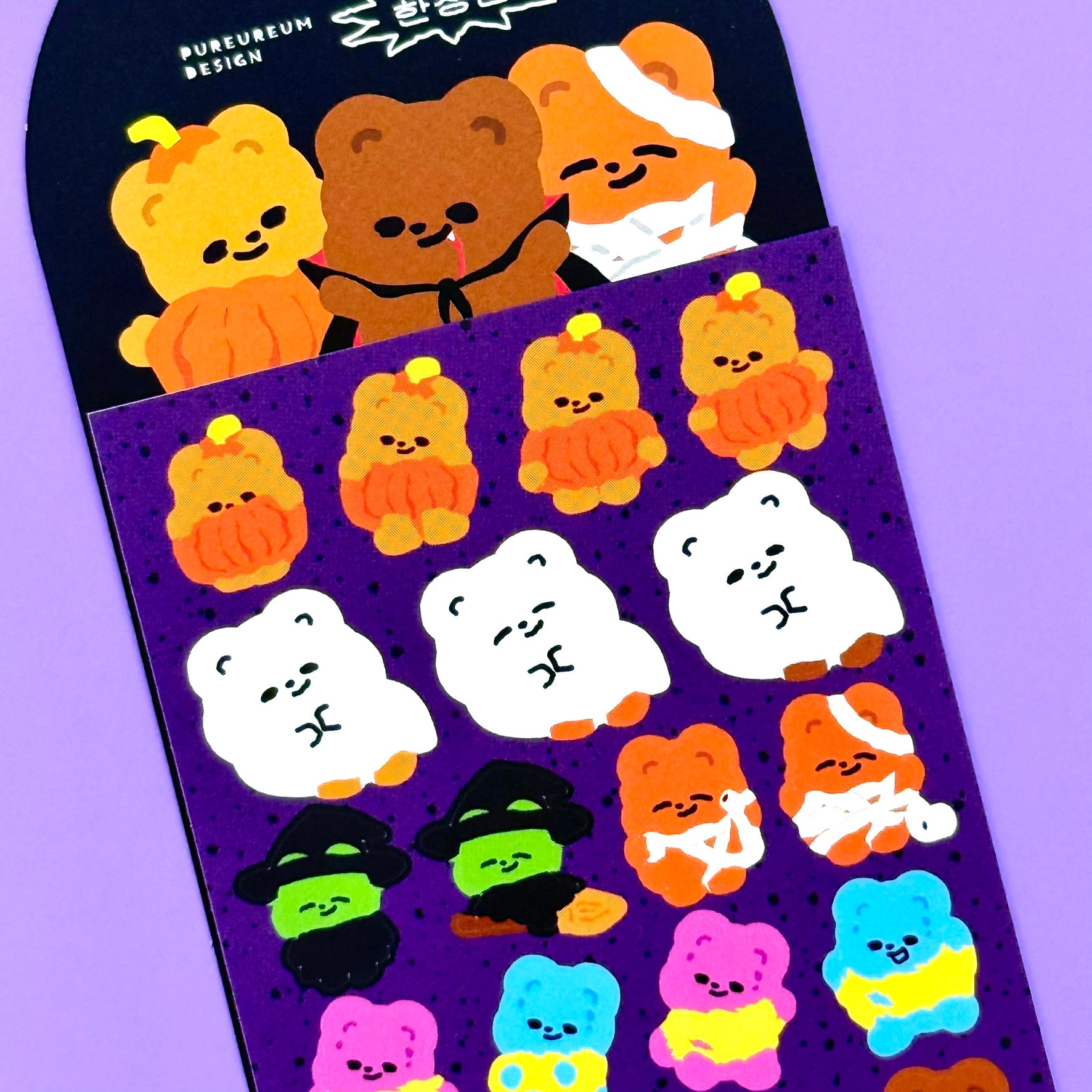 Pureureum Halloween Bears Sticker Sheet - Dandy Mail