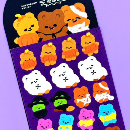Pureureum Halloween Bears Sticker Sheet - Dandy Mail