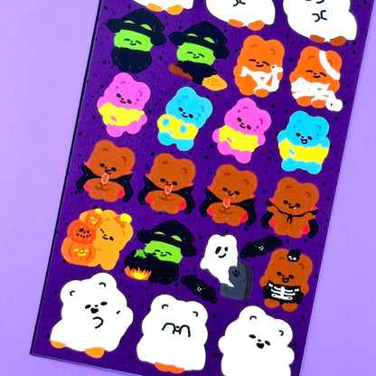 Pureureum Halloween Bears Sticker Sheet - Dandy Mail