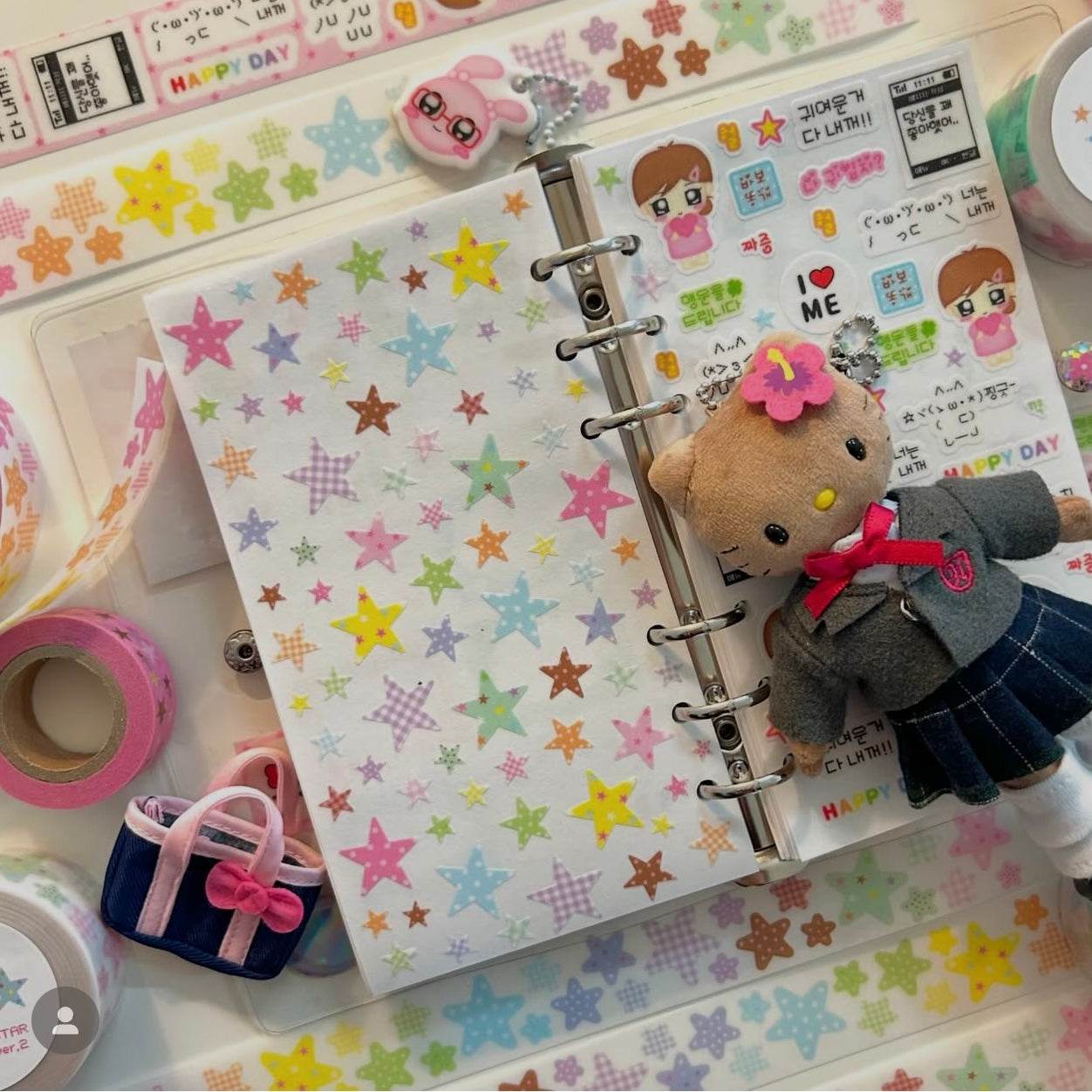 Zeki Bear Pattern Star Kiss-cut Version 2 Sticker Tape - Dandy Mail