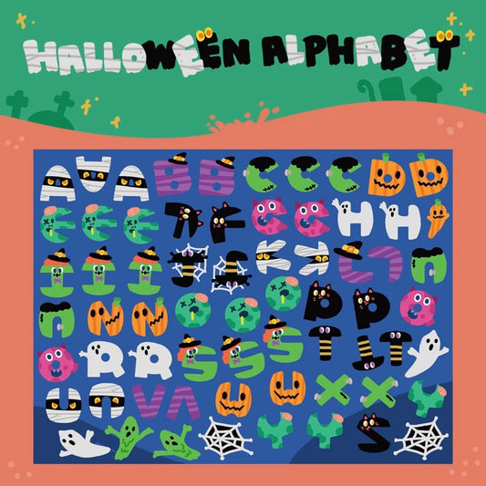 Dinga Mart Halloween Alphabet Sticker Sheet
