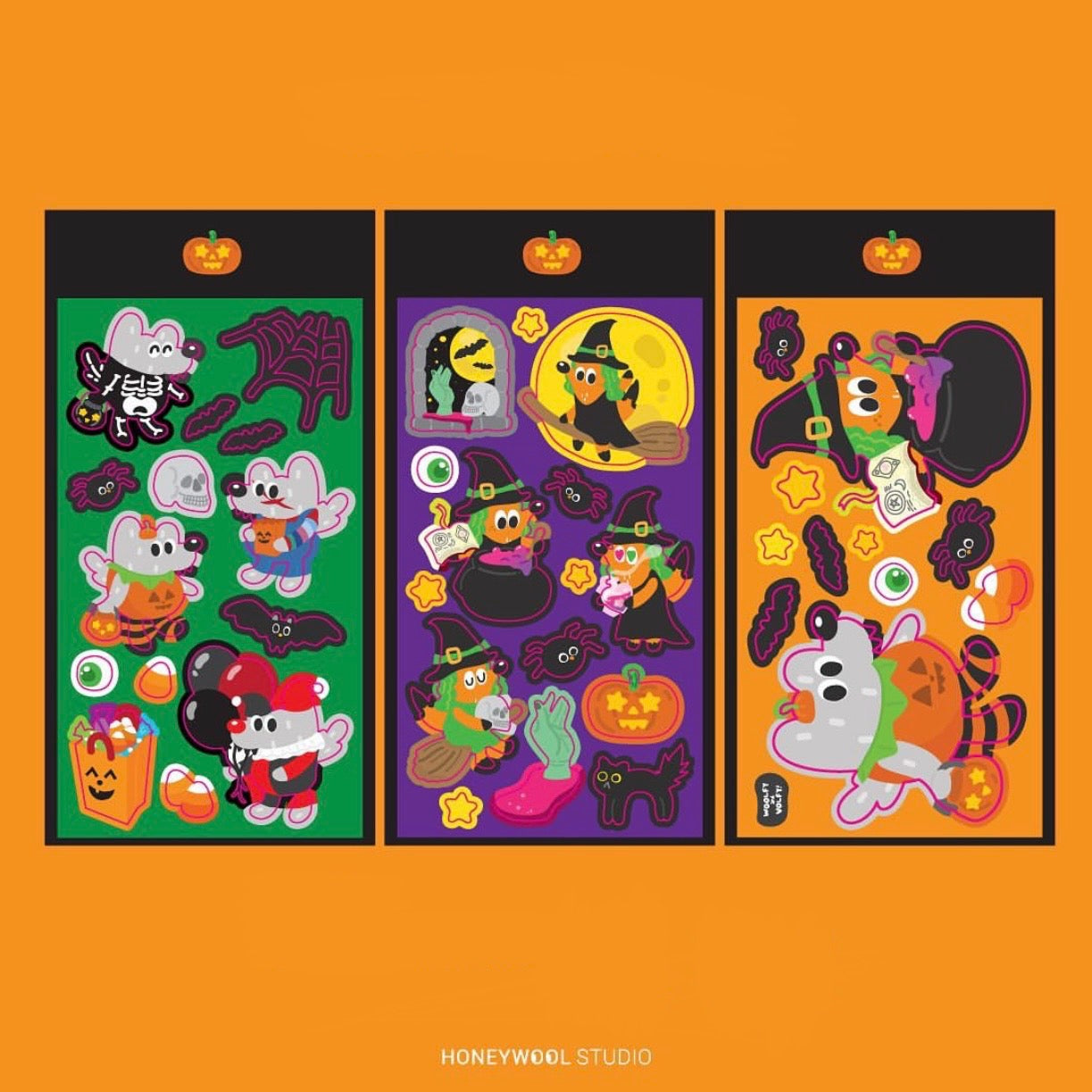 Honeywool Woolfy Halloween Sticker Sheets
