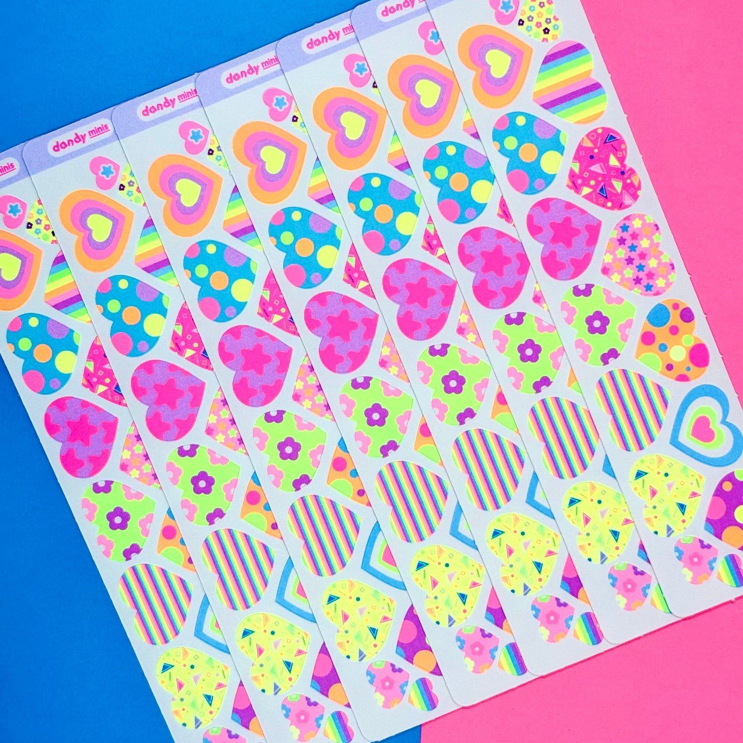 Dandy Designs Patterned Hearts Sticker Sheet - Dandy Mail