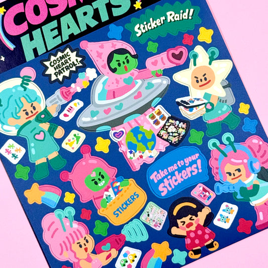 Dandy Mail x Dinga Mart Cosmic Hearts Sticker Sheet - Dandy Mail