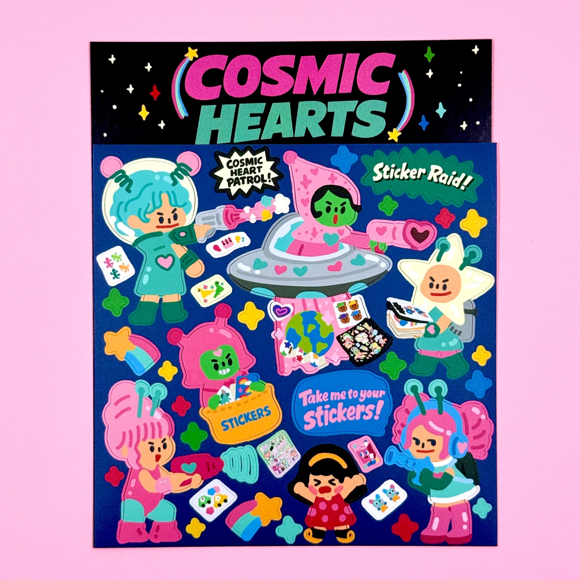 Dandy Mail x Dinga Mart Cosmic Hearts Sticker Sheet - Dandy Mail