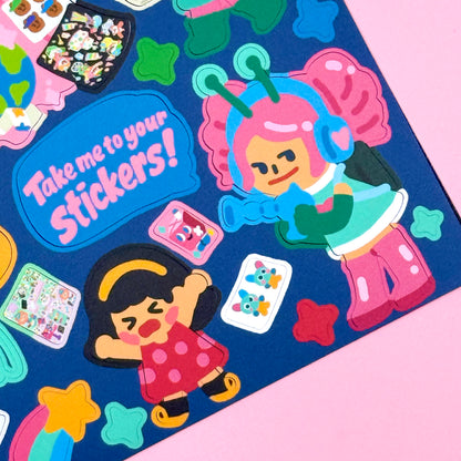 Dandy Mail x Dinga Mart Cosmic Hearts Sticker Sheet - Dandy Mail