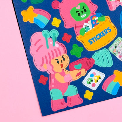 Dandy Mail x Dinga Mart Cosmic Hearts Sticker Sheet - Dandy Mail