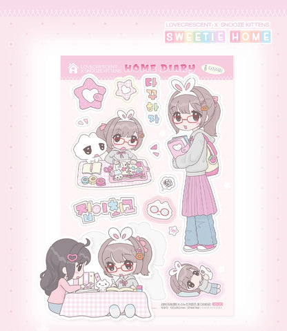 Love Crescent x Snooze Kittens Home Diary Sticker Sheet - Dandy Mail