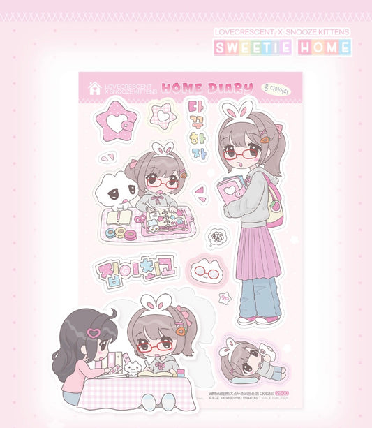 Love Crescent x Snooze Kittens Home Diary Sticker Sheet - Dandy Mail