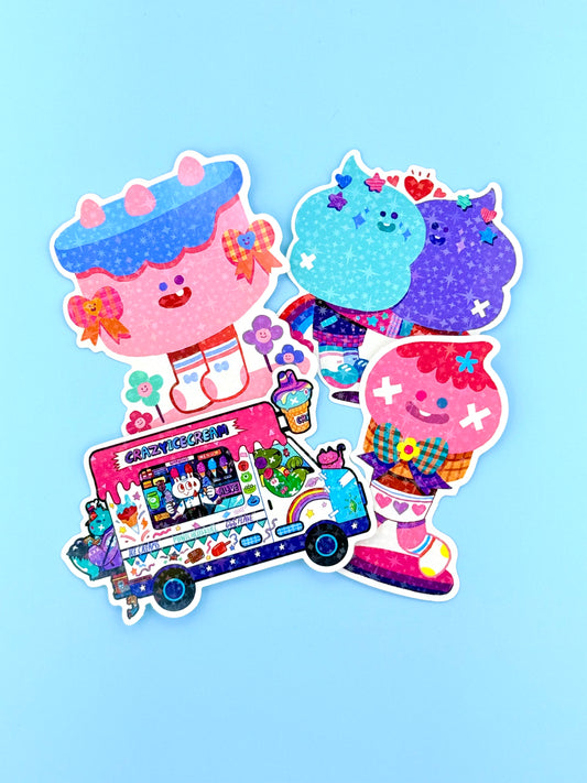 Leenahoo Ice Cream Character Stickers - Dandy Mail