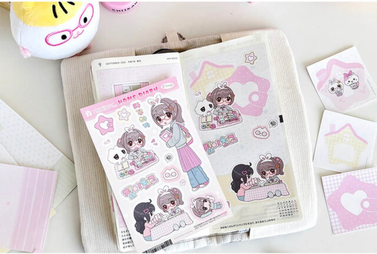 Love Crescent x Snooze Kittens Home Diary Sticker Sheet - Dandy Mail