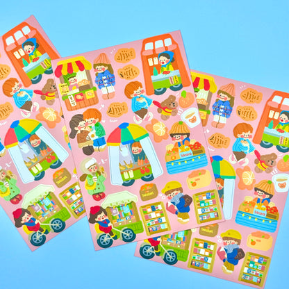 Dinga Mart Food Cart Sticker Sheet - Dandy Mail