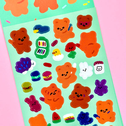 Pureureum Crayon Bears Sticker Sheet - Dandy Mail