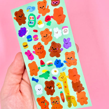 Pureureum Crayon Bears Sticker Sheet - Dandy Mail