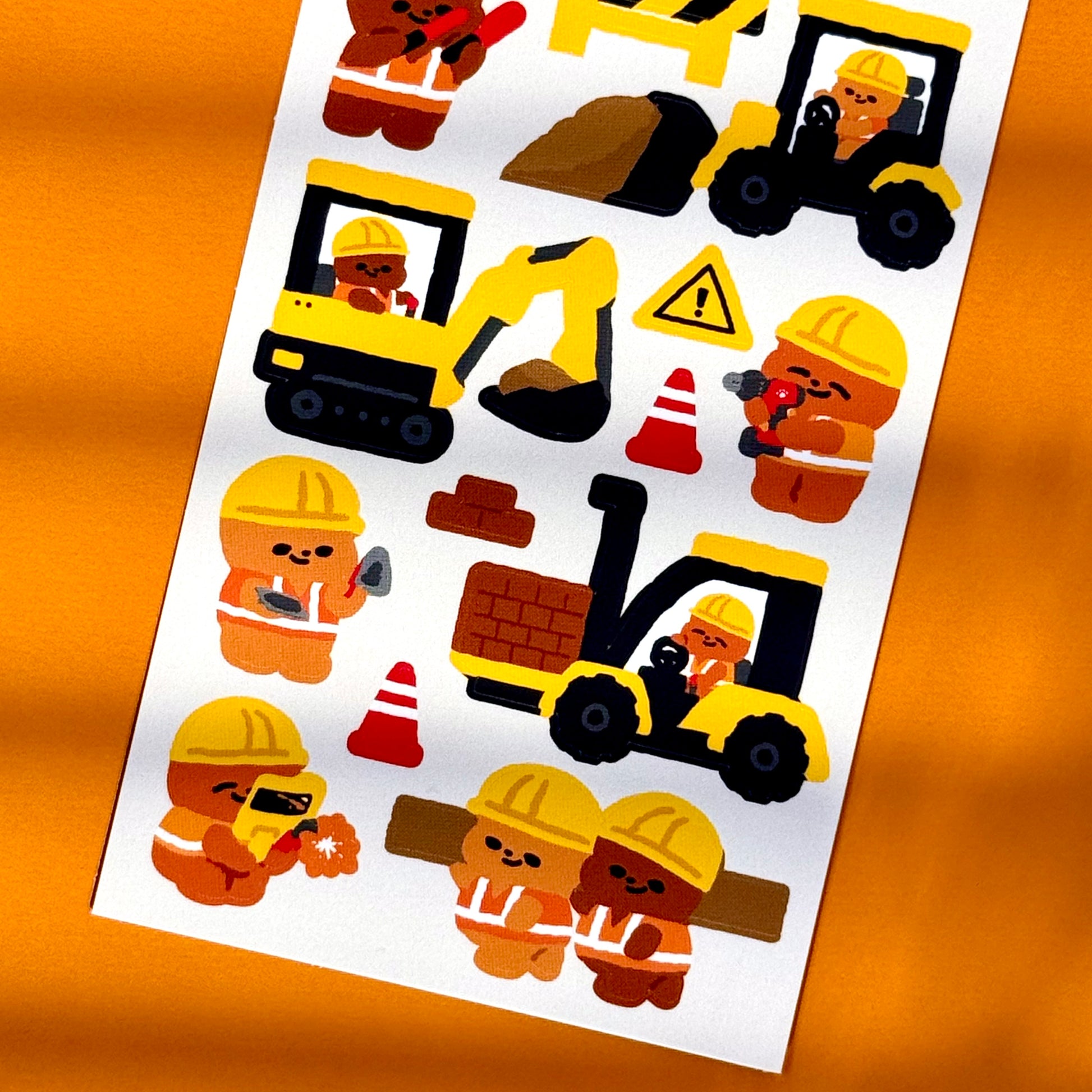 Pureureum Construction Bears Sticker Sheet - Dandy Mail