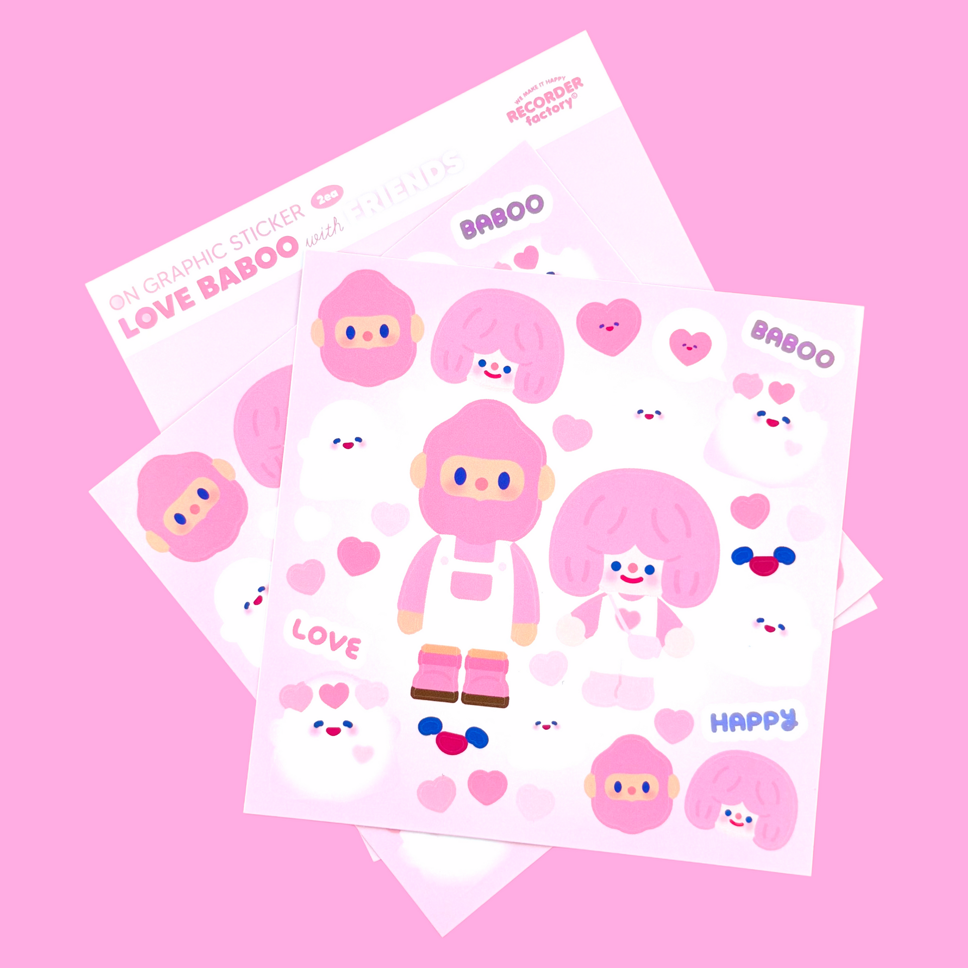 Recorder Factory Love Baboo with Friends Sticker Sheet Pack - Dandy Mail