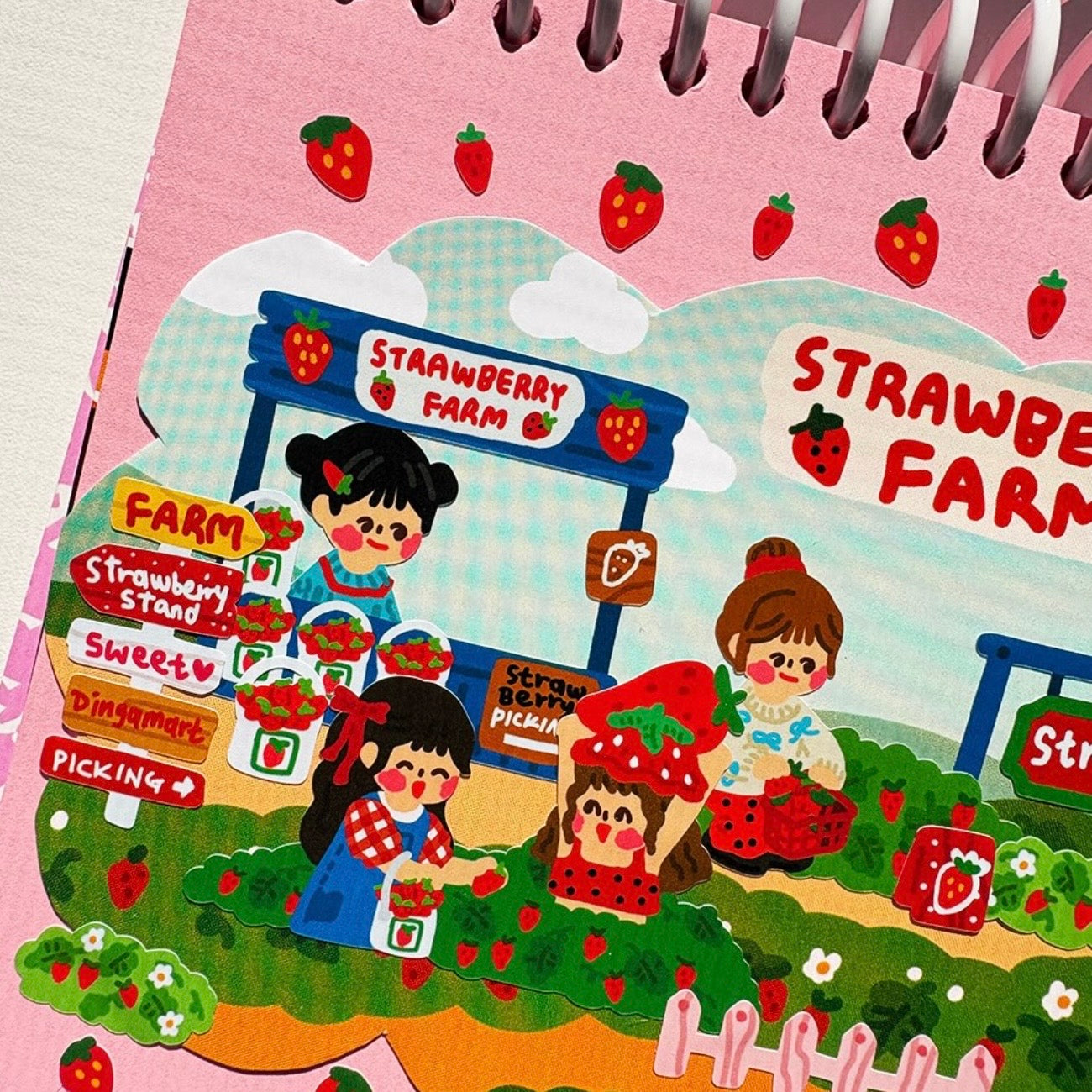 Dinga Mart Strawberry Farm Sticker Sheet - Dandy Mail
