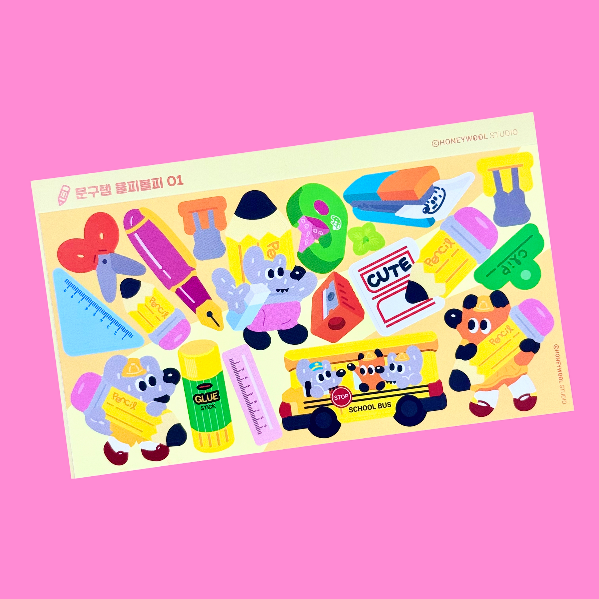 Honeywool School Tools 01 Sticker Sheet - Dandy Mail