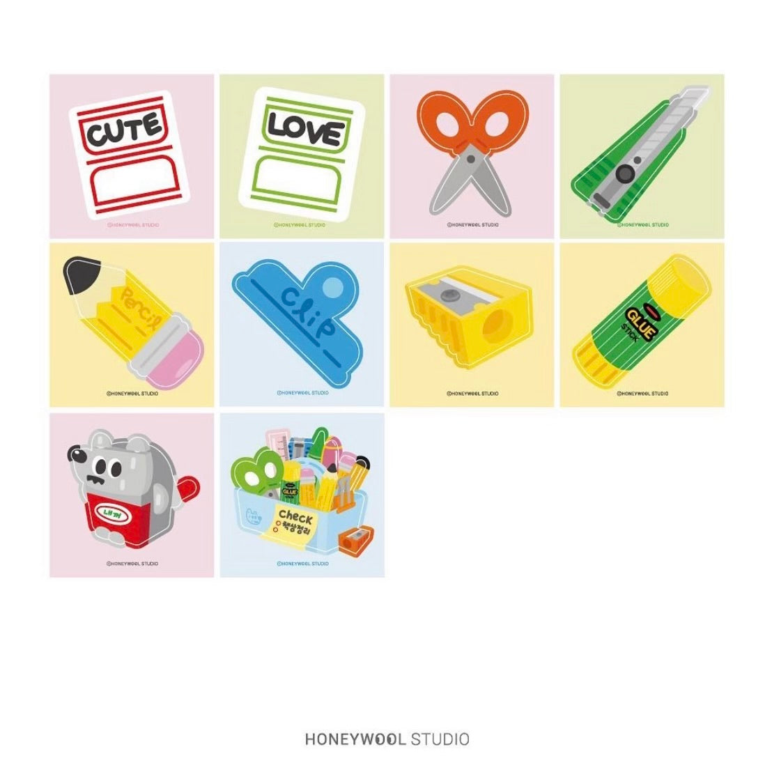 Honeywool School Tools Memo Sticker Pack - Dandy Mail