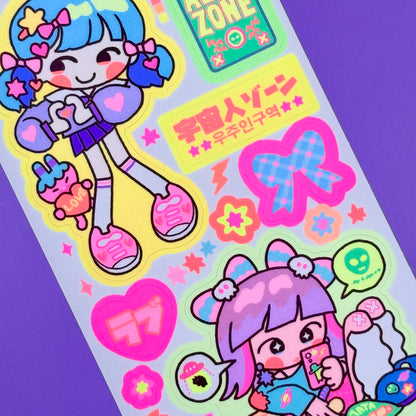 Leenahoo Neon Girls Sticker Sheet - Dandy Mail