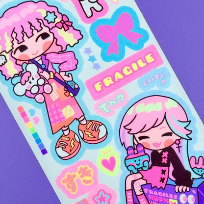 Leenahoo Neon Girls Sticker Sheet - Dandy Mail