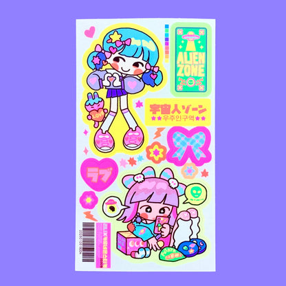 Leenahoo Neon Girls Sticker Sheet - Dandy Mail
