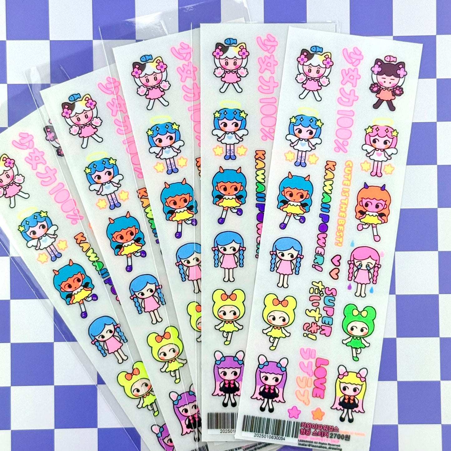 Leenahoo Kawaii Power Neon Sticker Sheets