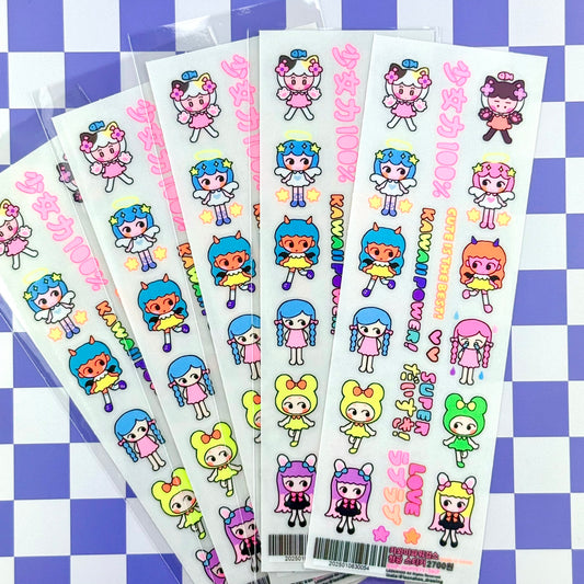 Leenahoo Kawaii Power Neon Sticker Sheets