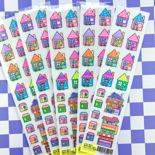 Leenahoo Neon Houses Sticker Sheets