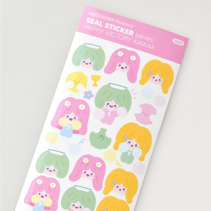 Recorder Factory Happy Victory Kawaii Sticker Sheet