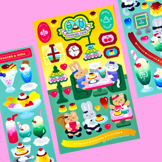 Orchid Studio Pudding Cafe Sticker Sheet