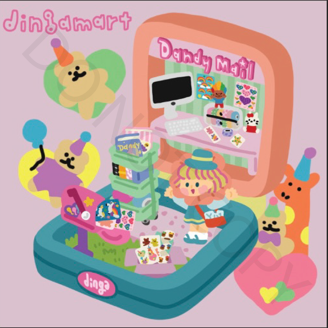 Dandy Mail x Dinga Mart Collaboration Pocket Dinga Sticker Sheet