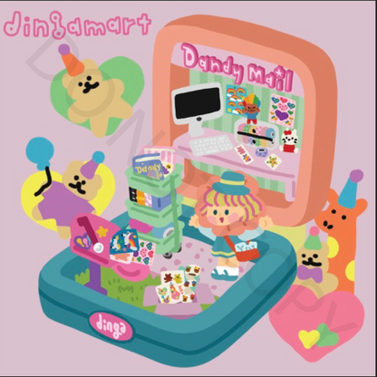 Dandy Mail x Dinga Mart Collaboration Pocket Dinga Sticker Sheet